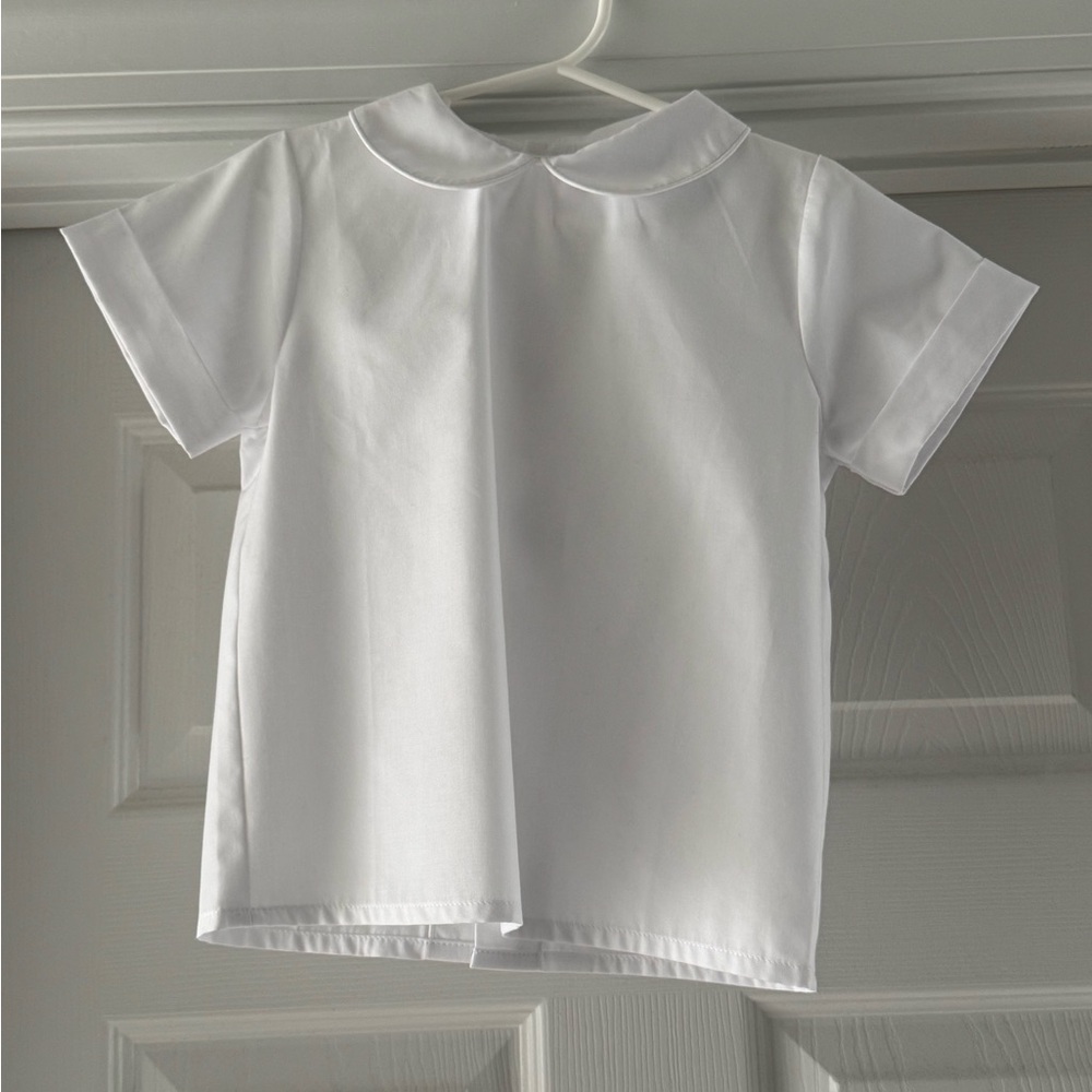 Classic White Peter Pan Collar Button-Down Shirt for Kids